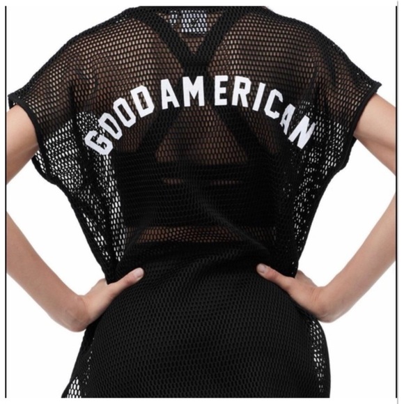 GOOD AMERICA Warrior Mesh Cover Up Workout Top Oversized Short Sleeve Medium - Picture 2 of 12